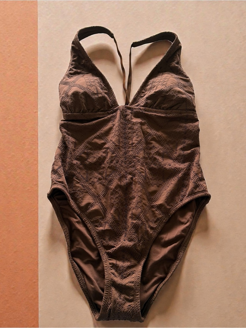 Shade & Shore Brown Textured One-Piece Swimsuit